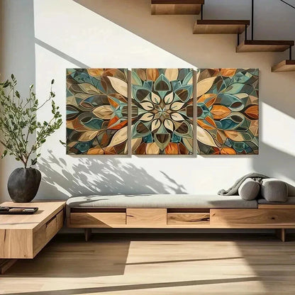 3pcs Abstract Colorful Floral Geometric Shapes Wall Art Set Canvas Framed 40x60cm - High Quality Print 100% Australian Made Wall Canvas Ready to Hang
