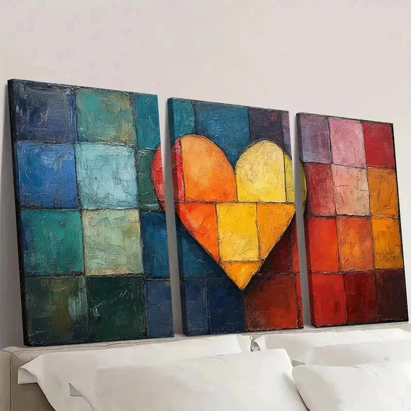 3pcs Minimalist Love He Art Canvas Print DI  Wall Art Set Canvas Framed 50x70cm - High Quality Print 100% Australian Made Wall Canvas Ready to Hang