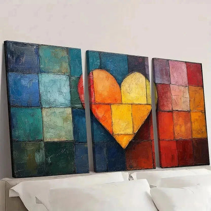 3pcs Minimalist Love He Art Canvas Print DI  Wall Art Set Canvas Framed 50x70cm - High Quality Print 100% Australian Made Wall Canvas Ready to Hang