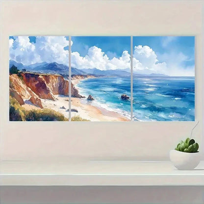 3pcs Big Sur Coastline Seascape Art Print Set Metal Print Ready to Hang Art