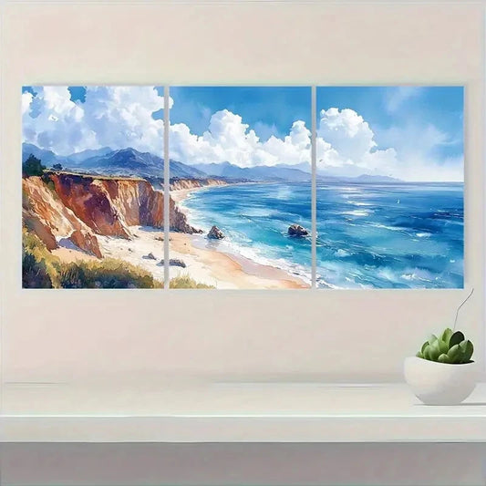 3pcs Big Sur Coastline Seascape Art Print Set Metal Print Ready to Hang Art