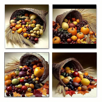 4pcs Fruit, Food & Flowers Wine-Theme Wall Art Canvas Framed