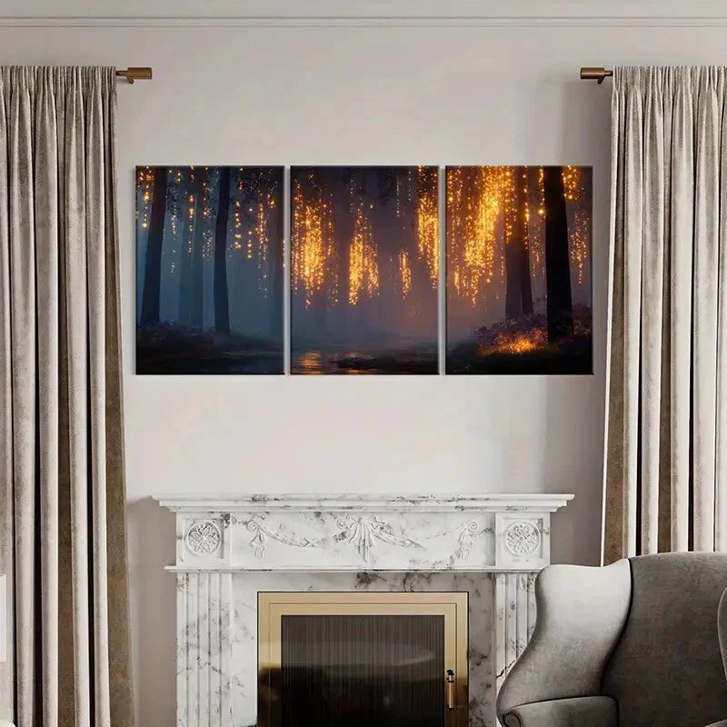 3pcs Enchanted Forest Mystical Fairy Tale Wall Art Metal Print Ready to Hang Art