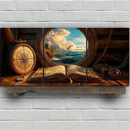 3pcs Clouds Outside the Window Metal Print Ready to Hang Art