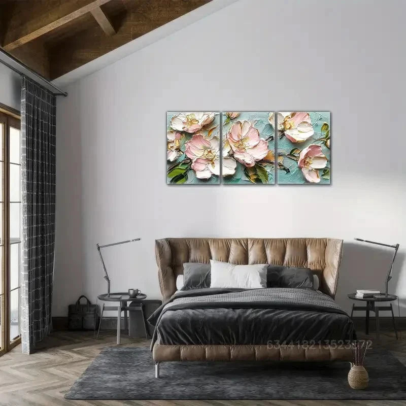 3pcs Abstract Style Art Wall Decor Floral Metal Print Ready to Hang Art