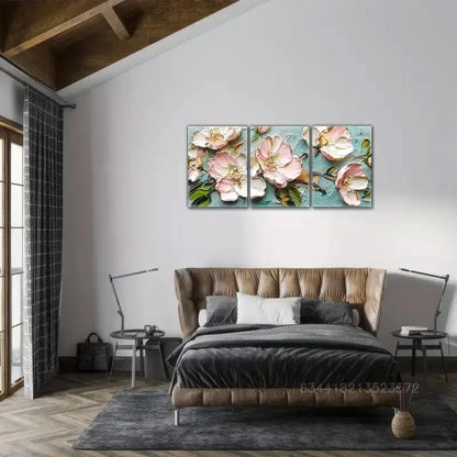 3pcs Abstract Style Art Wall Decor Floral Metal Print Ready to Hang Art