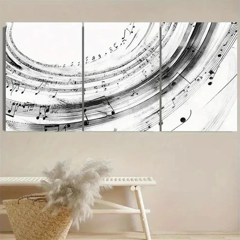 3pcs Lines And Musical Notes Wall Art Set Canvas Unframed - High Quality Print 100% Australian Made Wall Canvas
