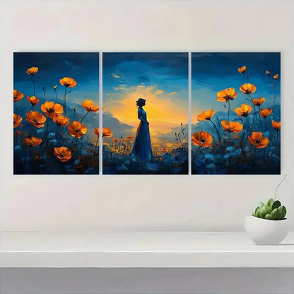 3pcs Serene Woman Silhouette Abstract Wall Art Set Canvas Unframed - High Quality Print 100% Australian Made Wall Canvas