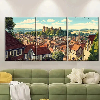 3pcs Ludlow England Travel Shropshire Poster Metal Print Ready to Hang Art