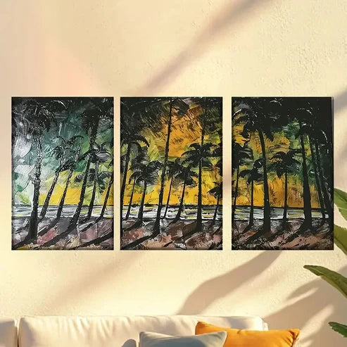 3pcs Colorful abstract island forest Wall Art Set Canvas Unframed - High Quality Print 100% Australian Made Wall Canvas