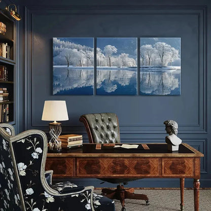 3pcs inter Wonderland Snowy Trees Landscape Metal Print Ready to Hang Art