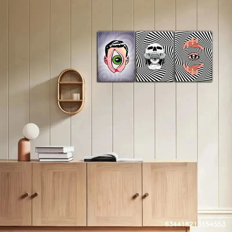 3pcs Eye Pattern for Poster Decoration Evil Metal Print Ready to Hang Art