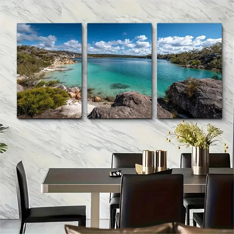3pcs Lake Mckenzie Travel Print Australia Wall Art Set Canvas Framed 60x90cm - High Quality Print 100% Australian Made Wall Canvas Ready to Hang