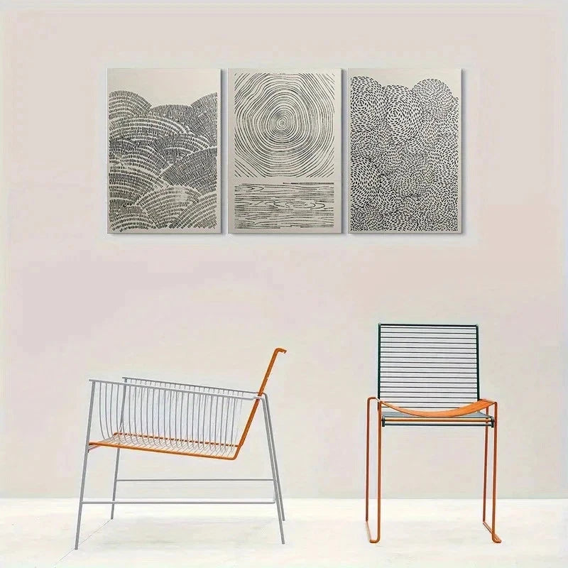 3pcs Modern Abstract Black & White Metal Print Ready to Hang Art