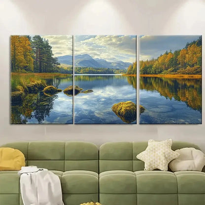 3pcs Lake Nature Scenery Mountain Metal Print Ready to Hang Art