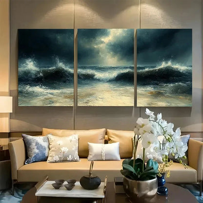 3pcs Storm On The Horizon Seascape Metal Print Ready to Hang Art