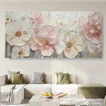 Abstract Art Pink Flowers wall canvas office home room framed 120x60cm