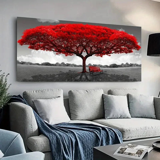 Ash Color Sky Red Tree wall canvas office home room framed 120x60cm