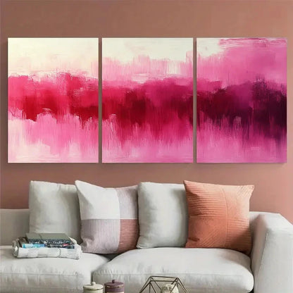 3pcs Vibrant Pink Magenta Abstract Wall Art Set Canvas Framed 40x60cm - High Quality Print 100% Australian Made Wall Canvas Ready to Hang
