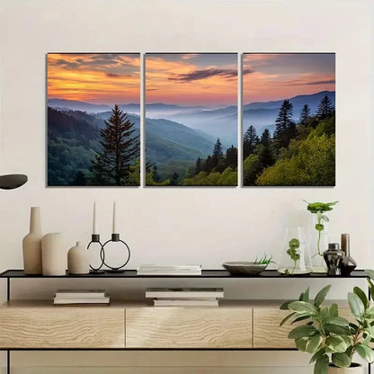 3pcs Vibrant Mountain View Nature Scenery Metal Print Ready to Hang Art