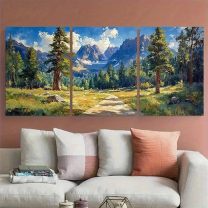 3pcs Sequoia Park California Impasto Illustration Metal Print Ready to Hang Art