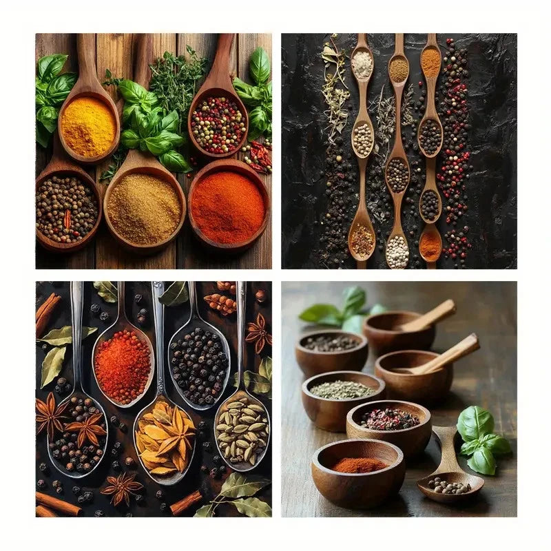 4pcs Peppers Wall Decor, Spice Wall Decor Wall Art Canvas Framed