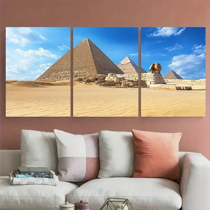 3pcs GIZA PYRAMIDS Sphinx Landmark Metal Print Ready to Hang Art