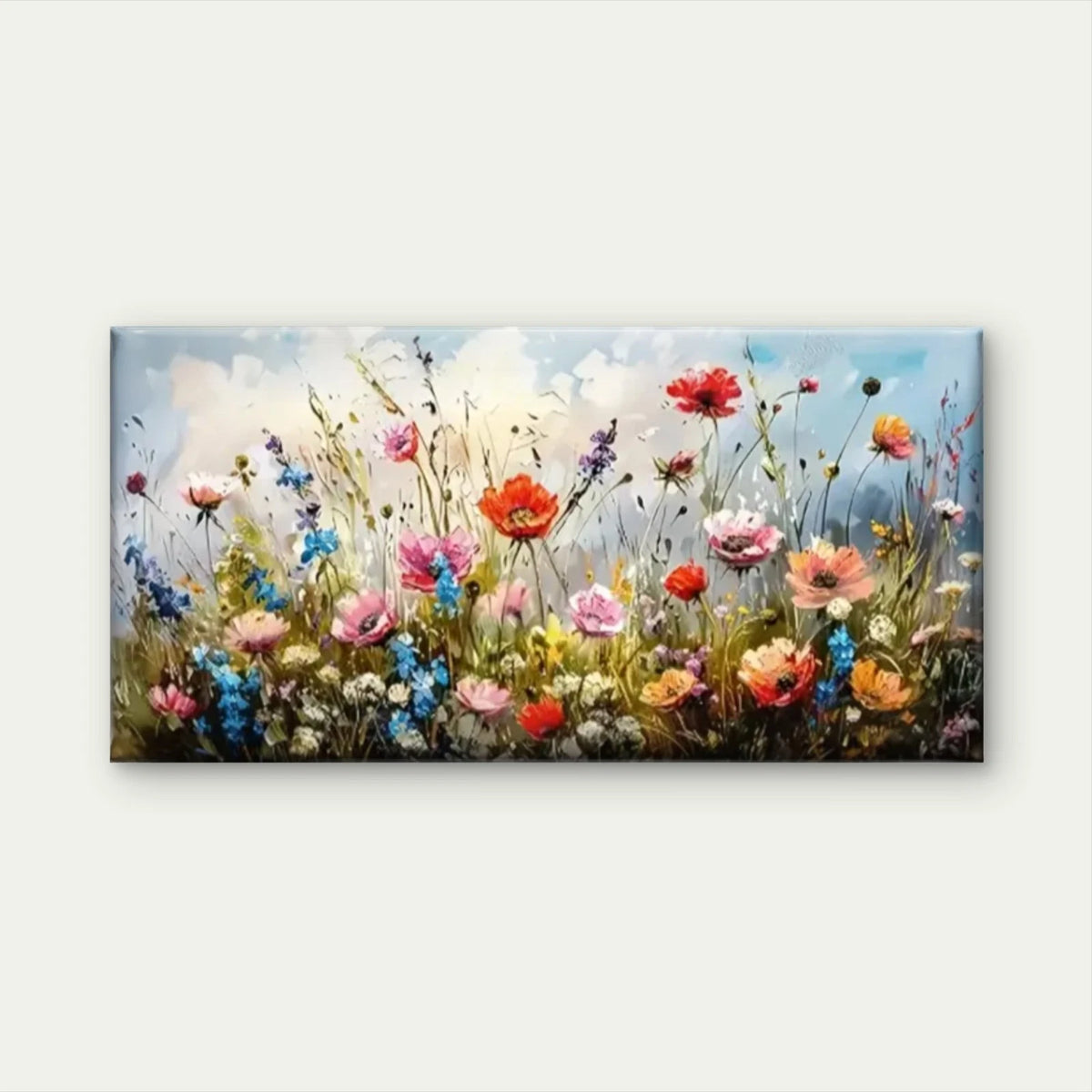 Field Flower Nature Perfect Wall Art Canvas Office Home Room Framed 120x60cm