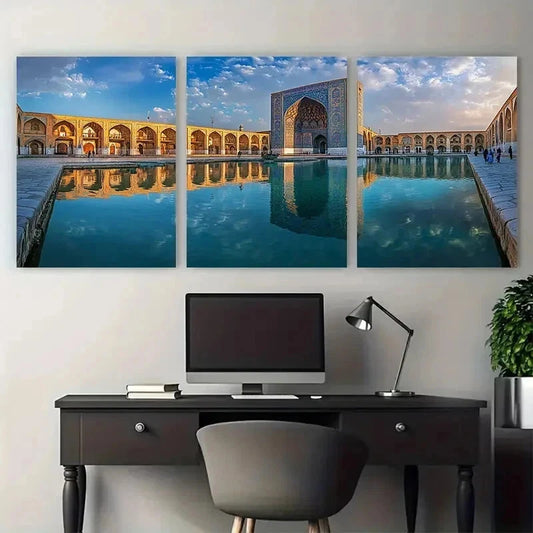 3pcs Architecture Historical Travel Perfect Wall Art Set Canvas Framed 40x60cm - High Quality Print 100% Australian Made Wall Canvas Ready to Hang