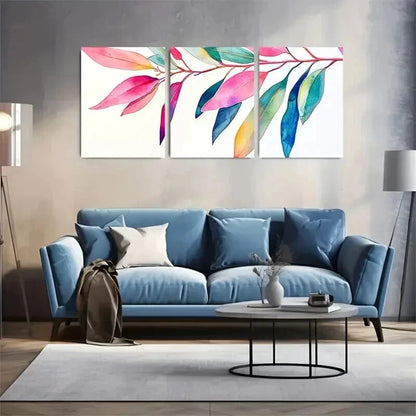 3pcs Summer Rainbow Eucalyptus Ink Sketching Wall Art Set Canvas Framed 40x60cm - High Quality Print 100% Australian Made Wall Canvas Ready to Hang