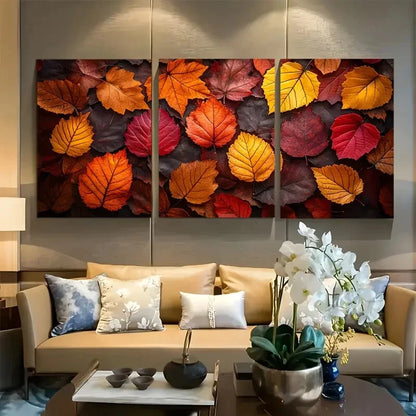 3pcs Rustic Autumn Maple Leaves Metal Print Ready to Hang Art
