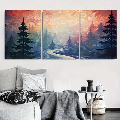 3pcs Tranquil Forest Abstract Boho Nature Wall Art Set Canvas Framed 40x60cm - High Quality Print 100% Australian Made Wall Canvas Ready to Hang