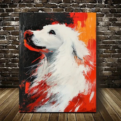 Beautiful Modern Abstract Dog Painting 40x60cm Metal Print Ready to Hang