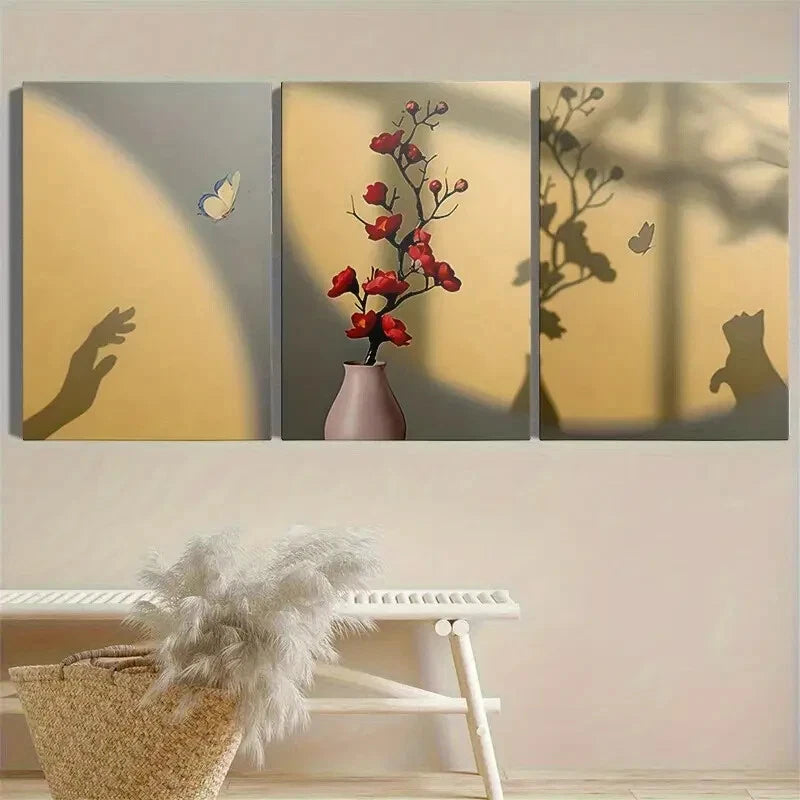3pcs Aesthetic Style with Light And Shadow Metal Print Ready to Hang Art