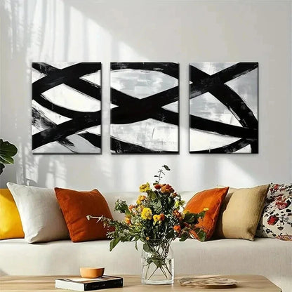 3pcs Bold Brushstroke Minimalist Modern Perfect Wall Art Set Canvas Framed 40x60cm - High Quality Print 100% Australian Made Wall Canvas Ready to Hang