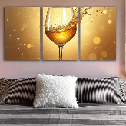 3pcs Golden Splashes Abstract Wall Art Set Canvas Framed 40x60cm - High Quality Print 100% Australian Made Wall Canvas Ready to Hang