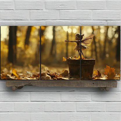 3pcs The Leaf Girl Dancing Forest Metal Print Ready to Hang Art