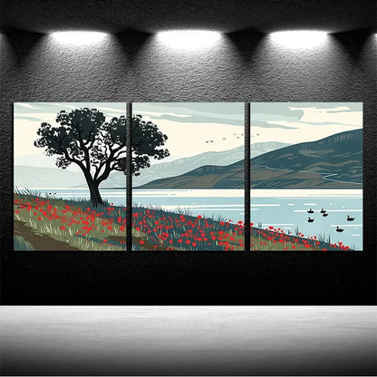 3pcs Group of Duck Gracefully Glided Over The Pond Metal Print Ready to Hang Art