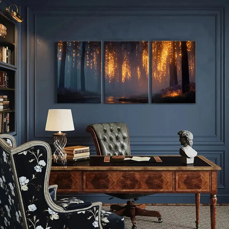 3pcs Enchanted Forest Mystical Fairy Tale Wall Art Metal Print Ready to Hang Art