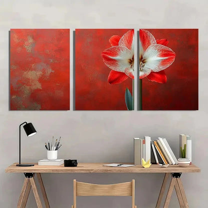 3pcs Amaryllis Flower Art Nature Metal Print Ready to Hang Art