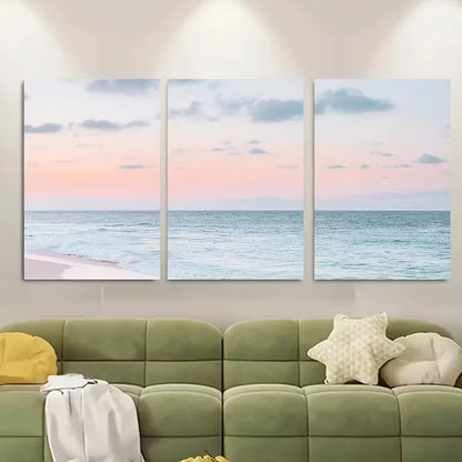 3pcs Beach Sunset Metal Print Ready to Hang Art