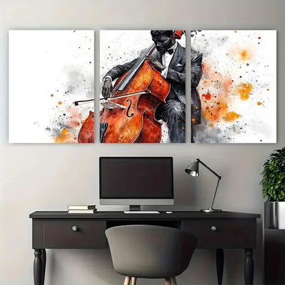3pcs Mysterious Tuxedo for Man Double Bass Metal Print Ready to Hang Art