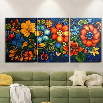 3pcs Authentic Mexican Talavera Painting Metal Print Ready to Hang Art