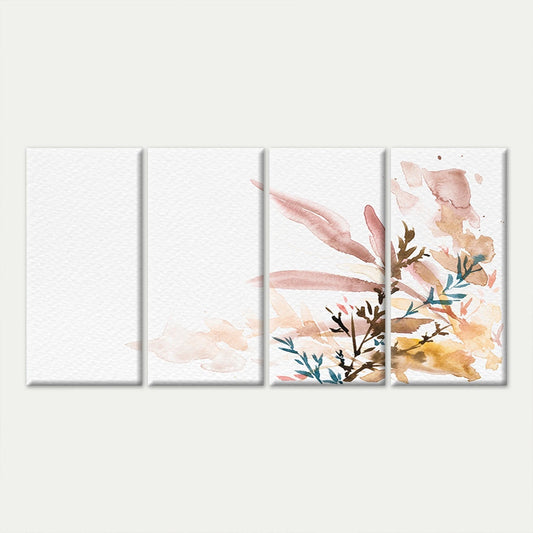 4pcs Soft Neutral Watercolour Flowers Minimalist Wall Art Canvas Framed 45x80cm - High Quality Print 100% Australian Made Wall Canvas Ready to Hang