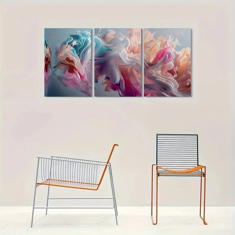 3pcs Abstract Fluid Modern Colorful Painting Metal Print Ready to Hang Art