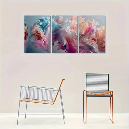 3pcs Abstract Fluid Modern Colorful Painting Metal Print Ready to Hang Art