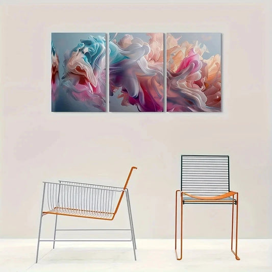 3pcs Abstract Fluid Modern Colorful Painting Metal Print Ready to Hang Art