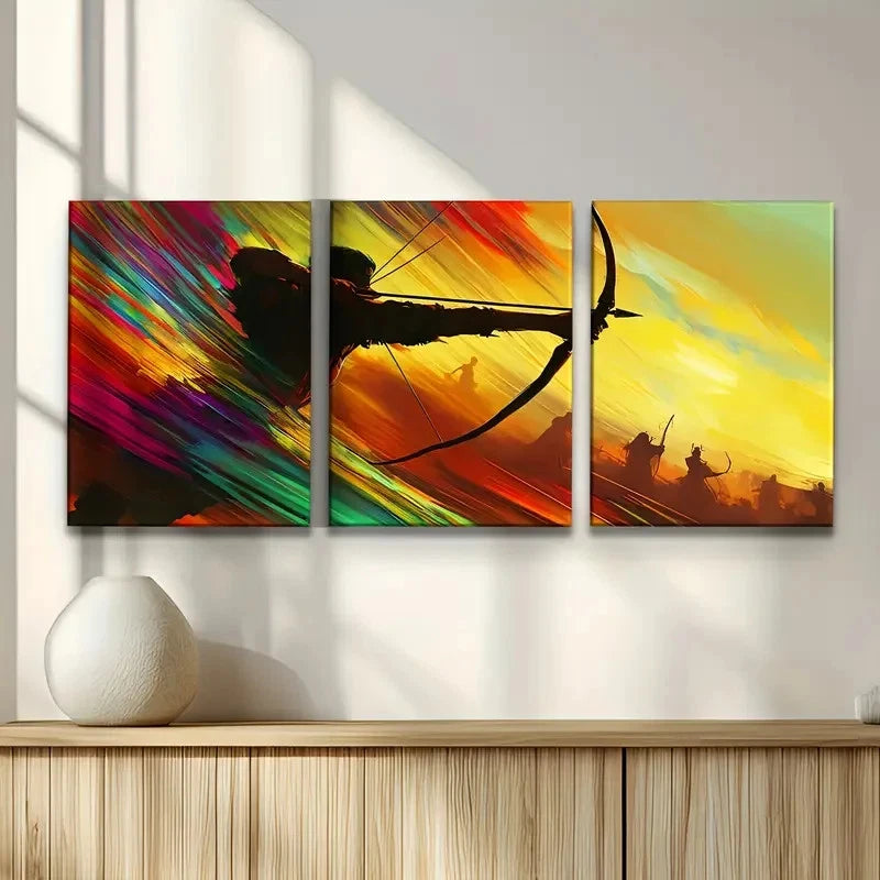 3pcs with Archer As The Theme Metal Print Ready to Hang Art