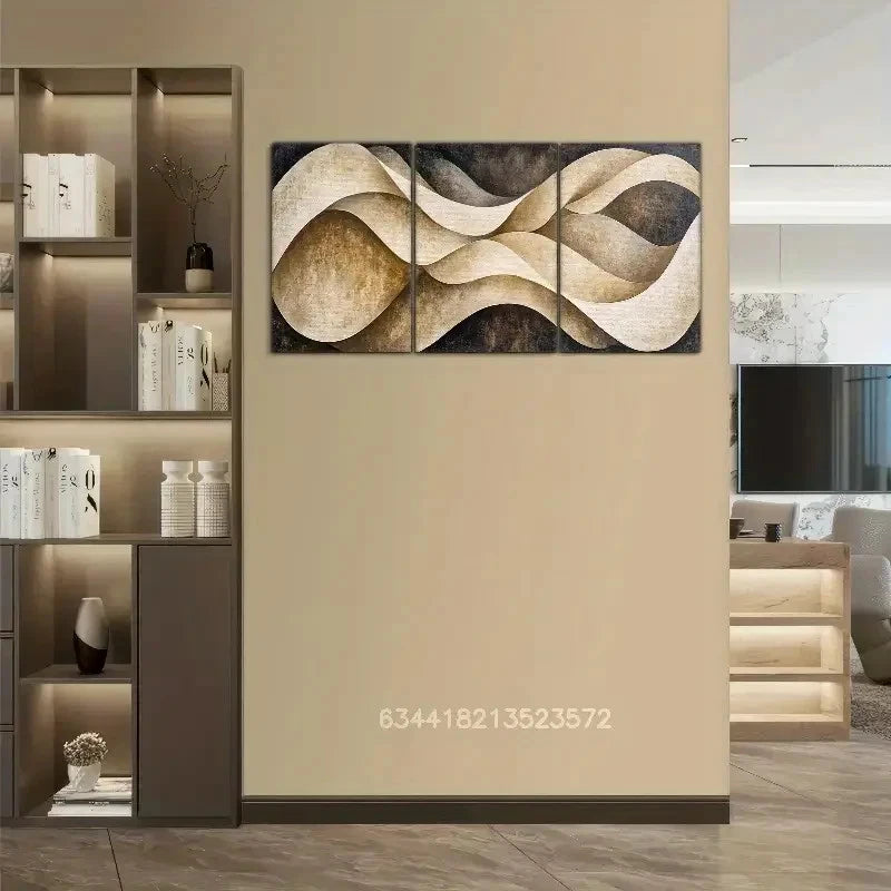 3pcs Modern Geometric Minimalist Wall Art Metal Print Ready to Hang Art