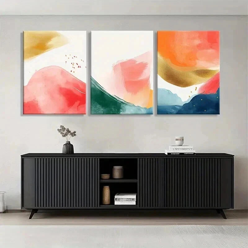 3pcs Vibrant Swirls of Red Brushstroke Perfect Wall Art Set Canvas Framed 40x60cm - High Quality Print 100% Australian Made Wall Canvas Ready to Hang